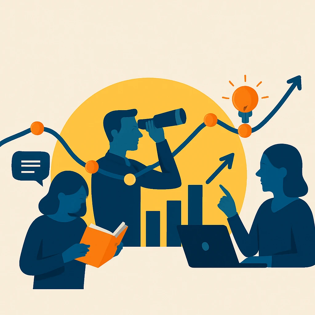 three people are working in different field