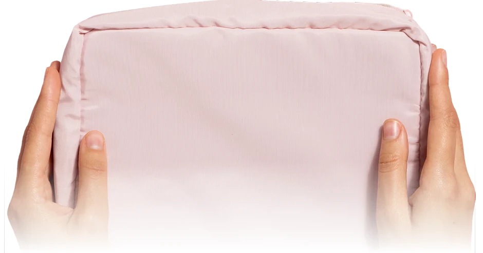 Bag with pink color holding by hand of roshani shrestha