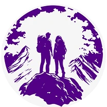 company logo boy and girl standing in mountain